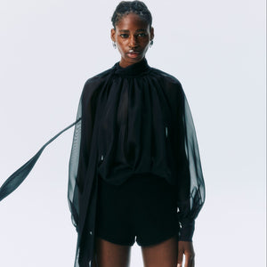 NICHP : Meteora Collection : Marvis Top เสื้อslik chiffon แขนยาว  เนื้อบางซีทรู (ต้องใส่คู่กับเกาะอก)