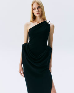 NICHP : Meteora Collection : DRESS -2501 เดรสไหล่เดี่ยว แบบยาว