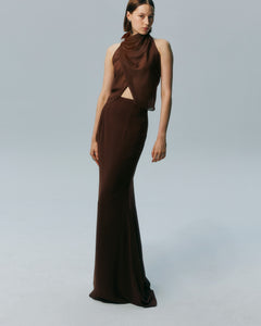 NICHP : Meteora Collection : Calla dress ผ้าหนังกลับตกแต้งด้วยอะไหล่สีเงิน