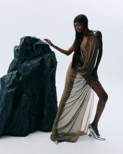 NICHP : Meteora Collection : Mirelle dress ผ้าตาข่ายยืด ตกแต่งอะไหล่สีเงิน