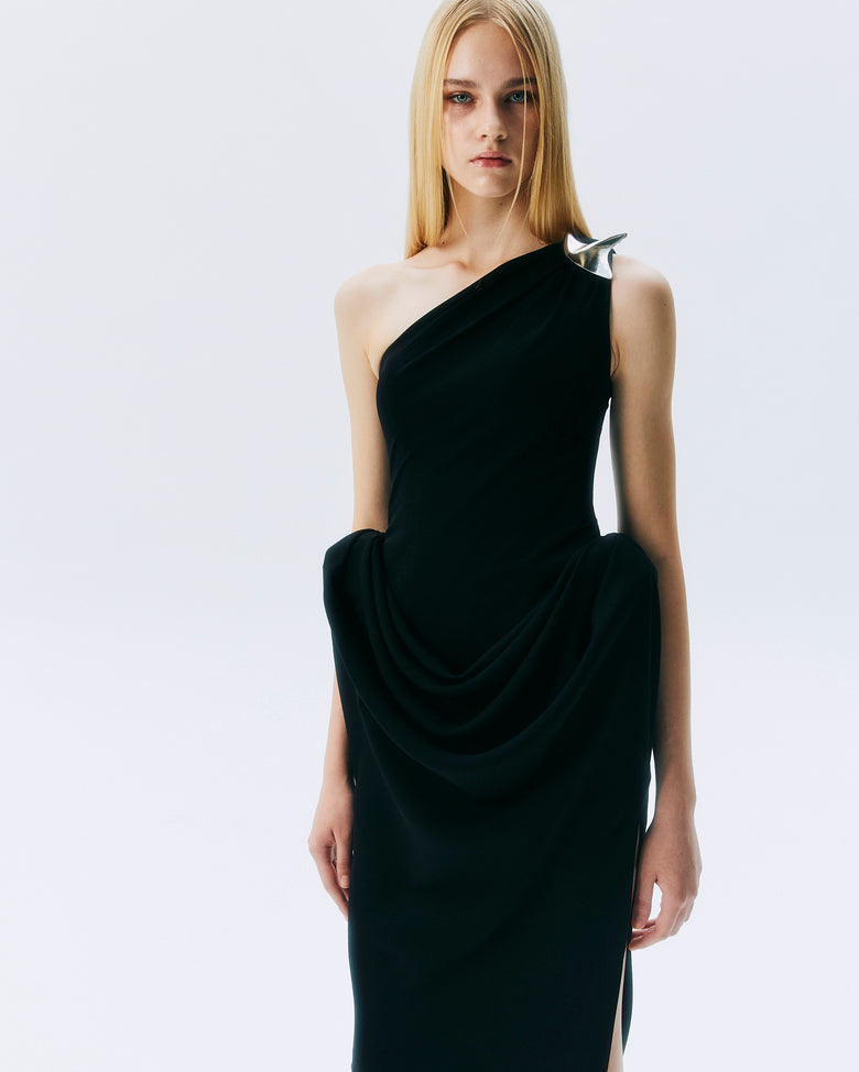 NICHP : Meteora Collection : DRESS -2501 เดรสไหล่เดี่ยว แบบยาว