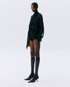 NICHP : Meteora Collection : Marvis Top เสื้อslik chiffon แขนยาว  เนื้อบางซีทรู (ต้องใส่คู่กับเกาะอก)