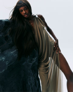 NICHP : Meteora Collection : Mirelle dress ผ้าตาข่ายยืด ตกแต่งอะไหล่สีเงิน